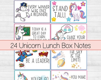 Back to School Gift, Lunchbox Notes Printable, Affirmation Cards for Kids, Unicorn Gifts for Girls, Encouragement Cards, Instant Download