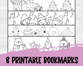 Christmas Activities for Kids, Holiday Bookmark, Printable Coloring Pages, Cheap Stocking Stuffers, Gifts for Classroom, Class Party Favors