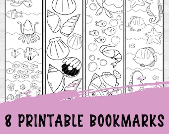 Ocean Bookmarks, Sea Coloring Bookmarks, Cheap Party Favors, Gifts under 5, Reading Gifts for Kids, Cheap Gifts in Bulk, Teacher Gift Ideas