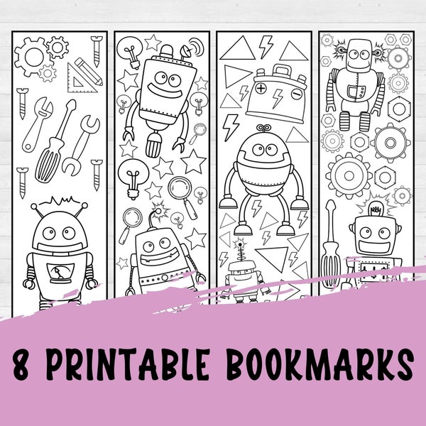 Robot Party Favor, Printable Bookmarks to Color, Reading Rewards for Kids, Last Minute Gift Ideas, Cheap Gifts for Friends, Classroom Gifts