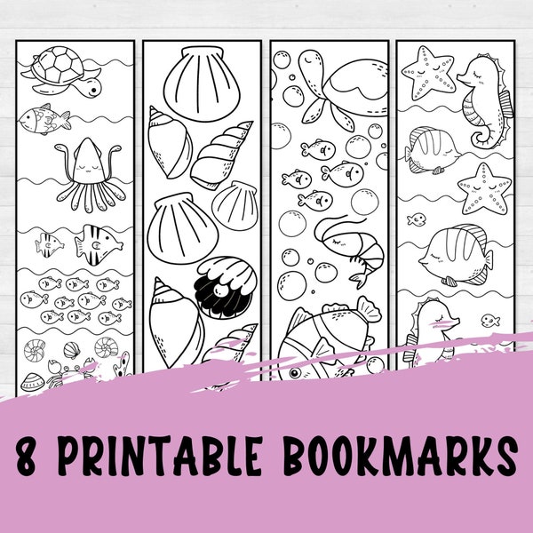 Ocean Bookmarks, Sea Coloring Bookmarks, Cheap Party Favors, Gifts under 5, Reading Gifts for Kids, Cheap Gifts in Bulk, Teacher Gift Ideas