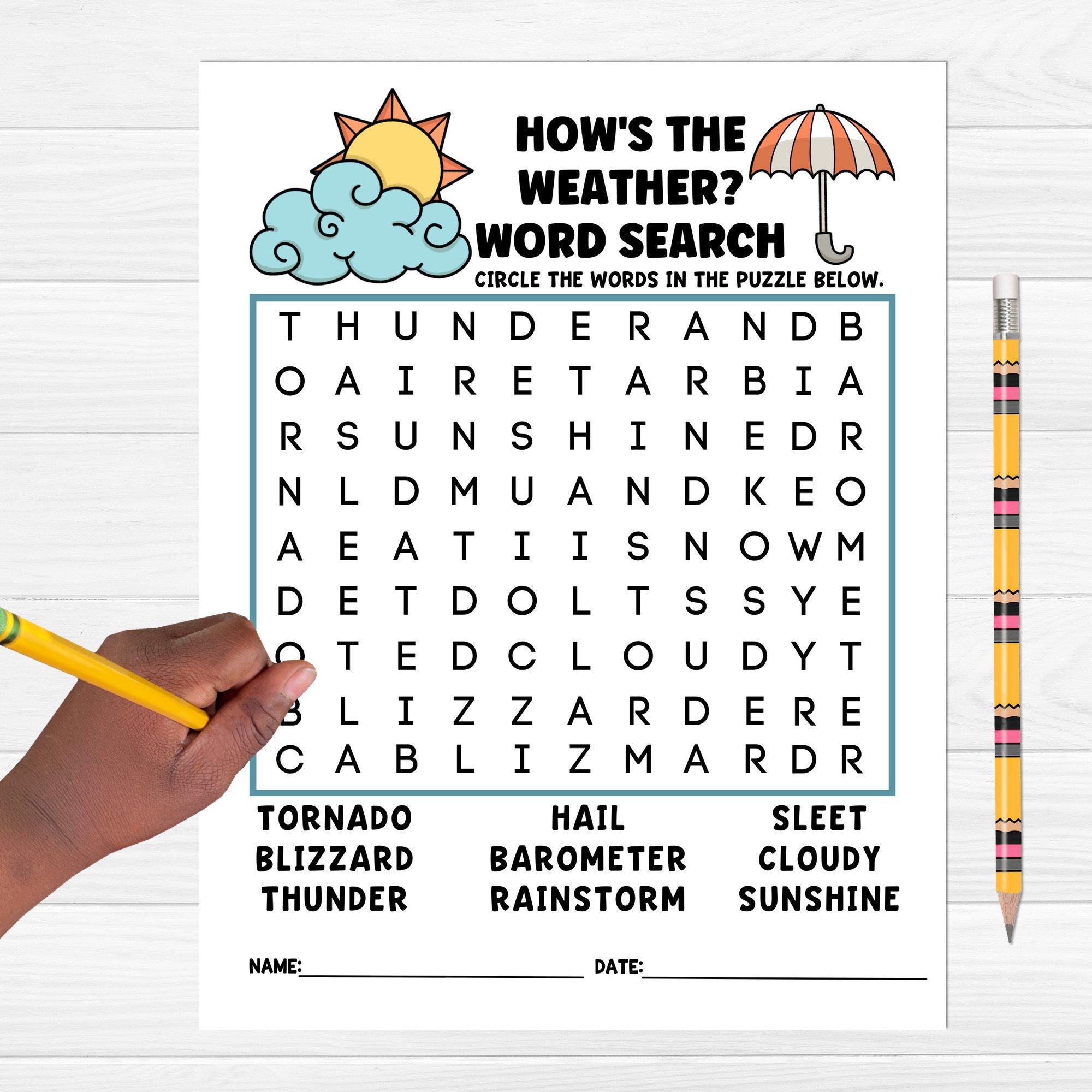 Word Search for Kids, Weather Activities, Homeschool Printables ...