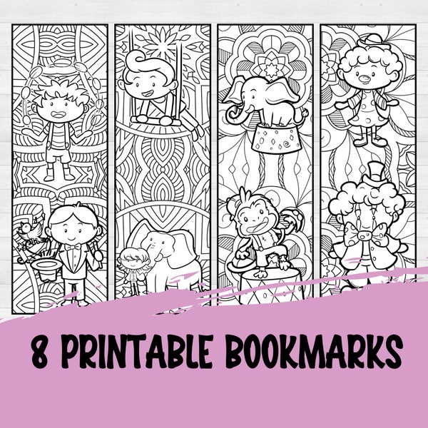 Zentangle Bookmark, Circus Birthday Party Favors, Mandala Coloring Page, Art Gifts for Kids, Student Gift from Teacher, Coloring Bookmarks