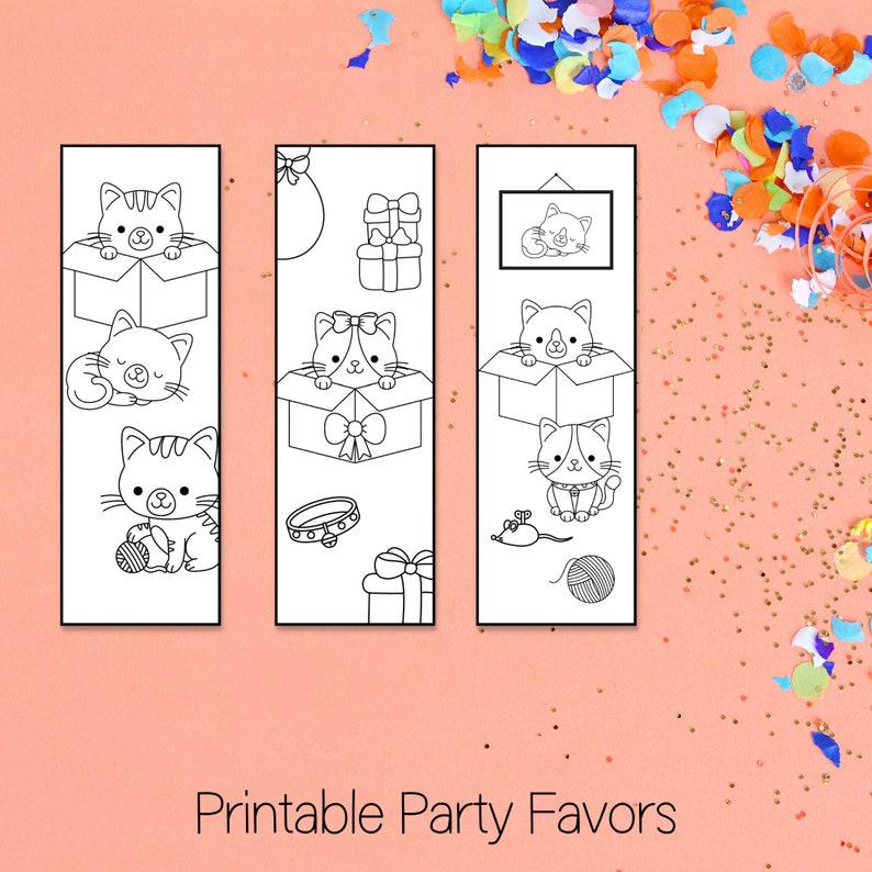 Cat Bookmark Printable, Bookmarks to Color, Advent Calendar Fillers