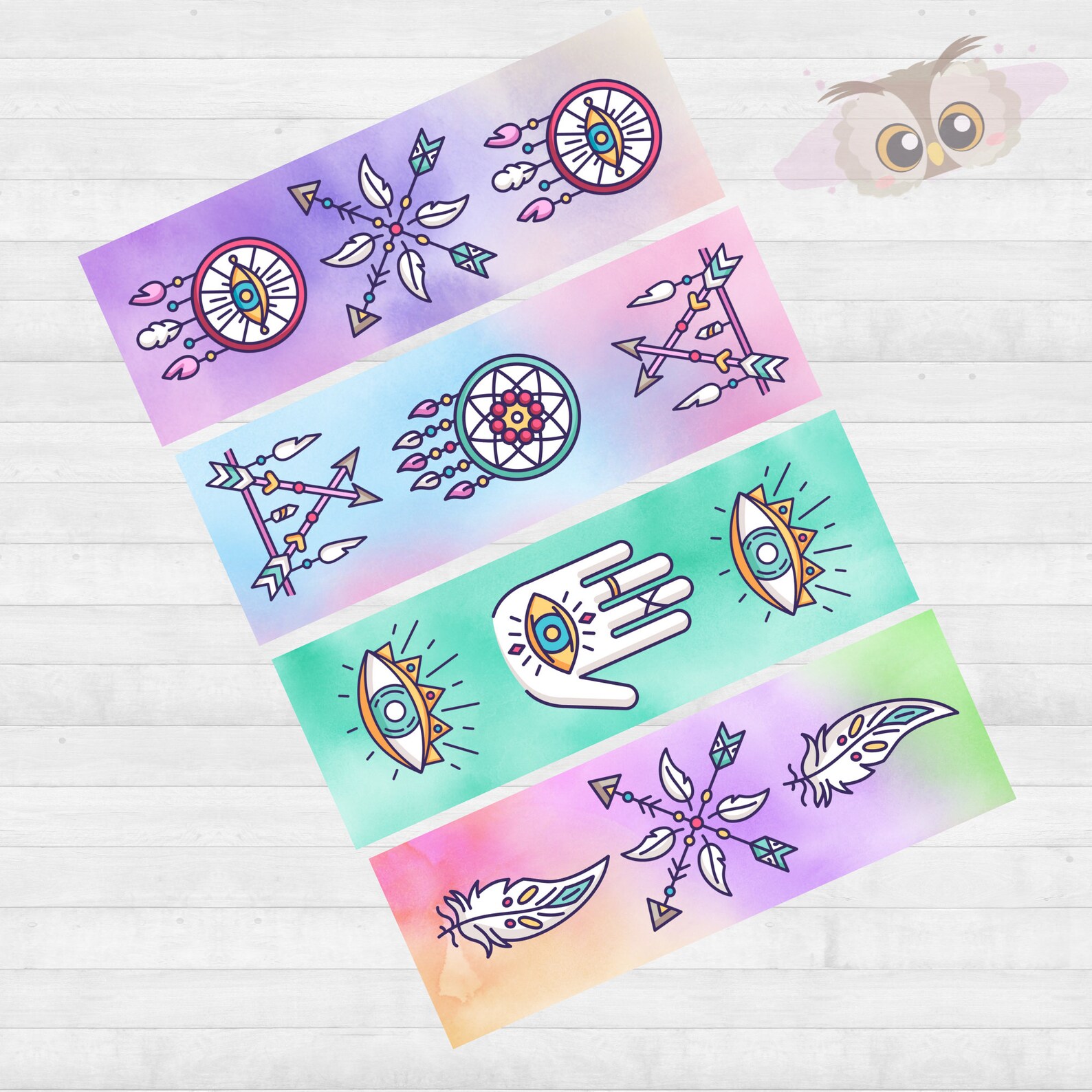 boho-printable-bookmarks-set-of-8-bookmarks-bohemian-etsy