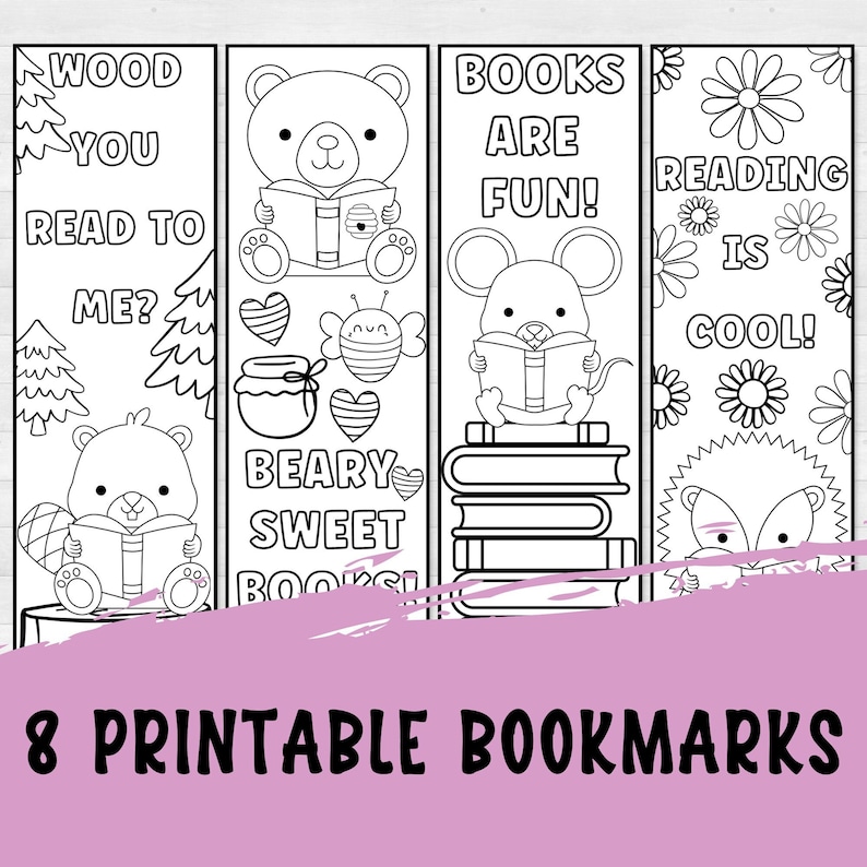 Woodland Animal Coloring Pages, Bookmarks to Color, Reading Rewards ...