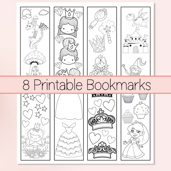princess bookmark bookmarks for girls princess coloring etsy