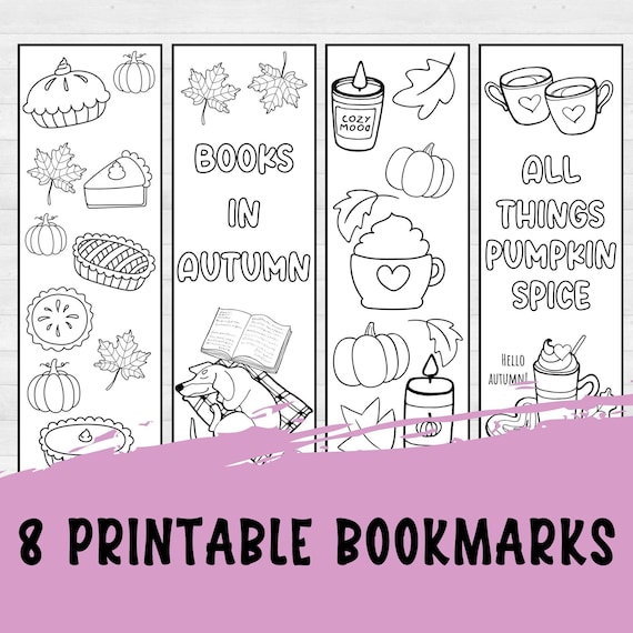 Fall Lover Gift, Autumn Bookmarks Printable, Book Lover Gift Ideas, Coffee Bookmark, Harvest Gifts, Fall Festival Prizes, Digital Download