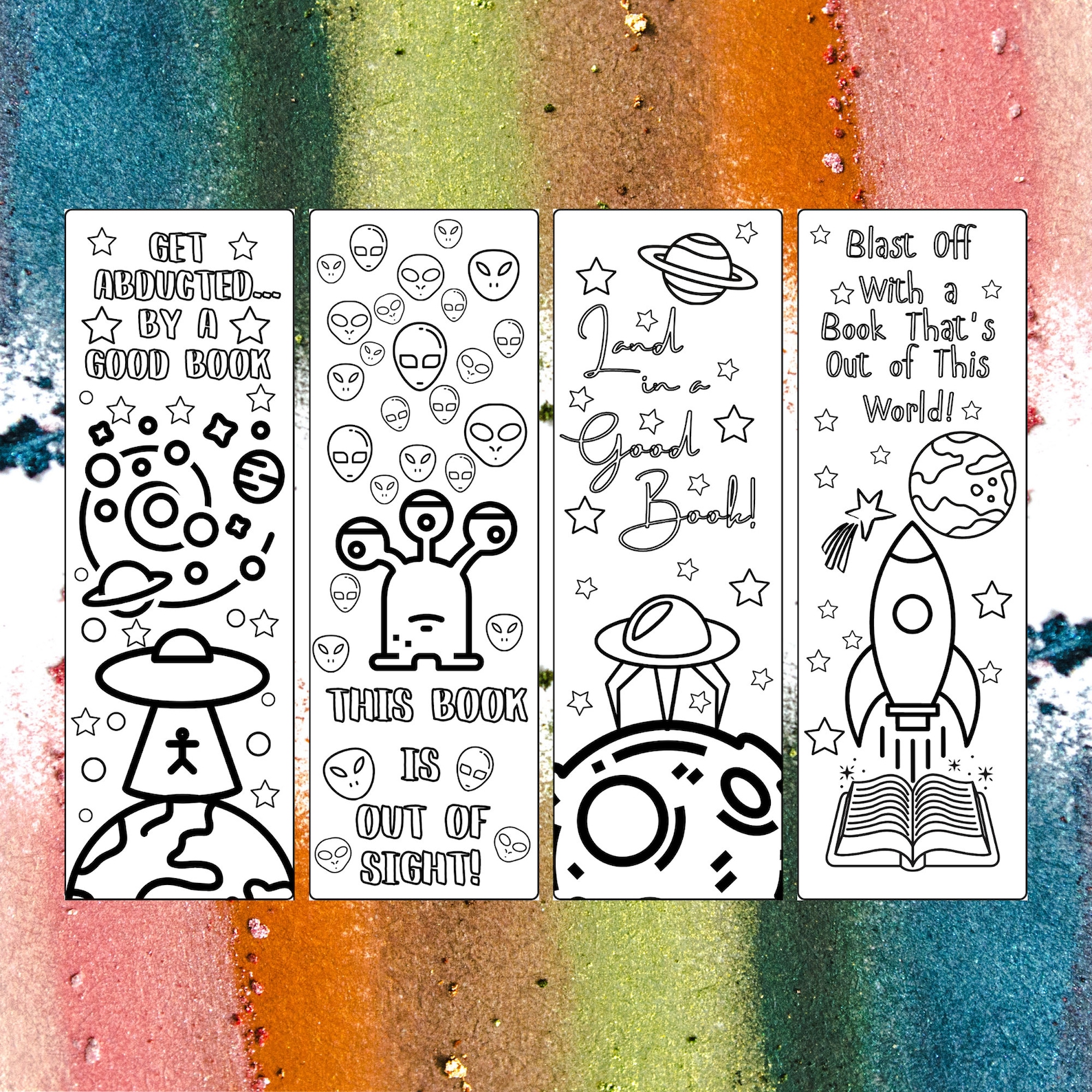 Color your Own Space DIY Bookmarks Galaxy Set of 8 Etsy