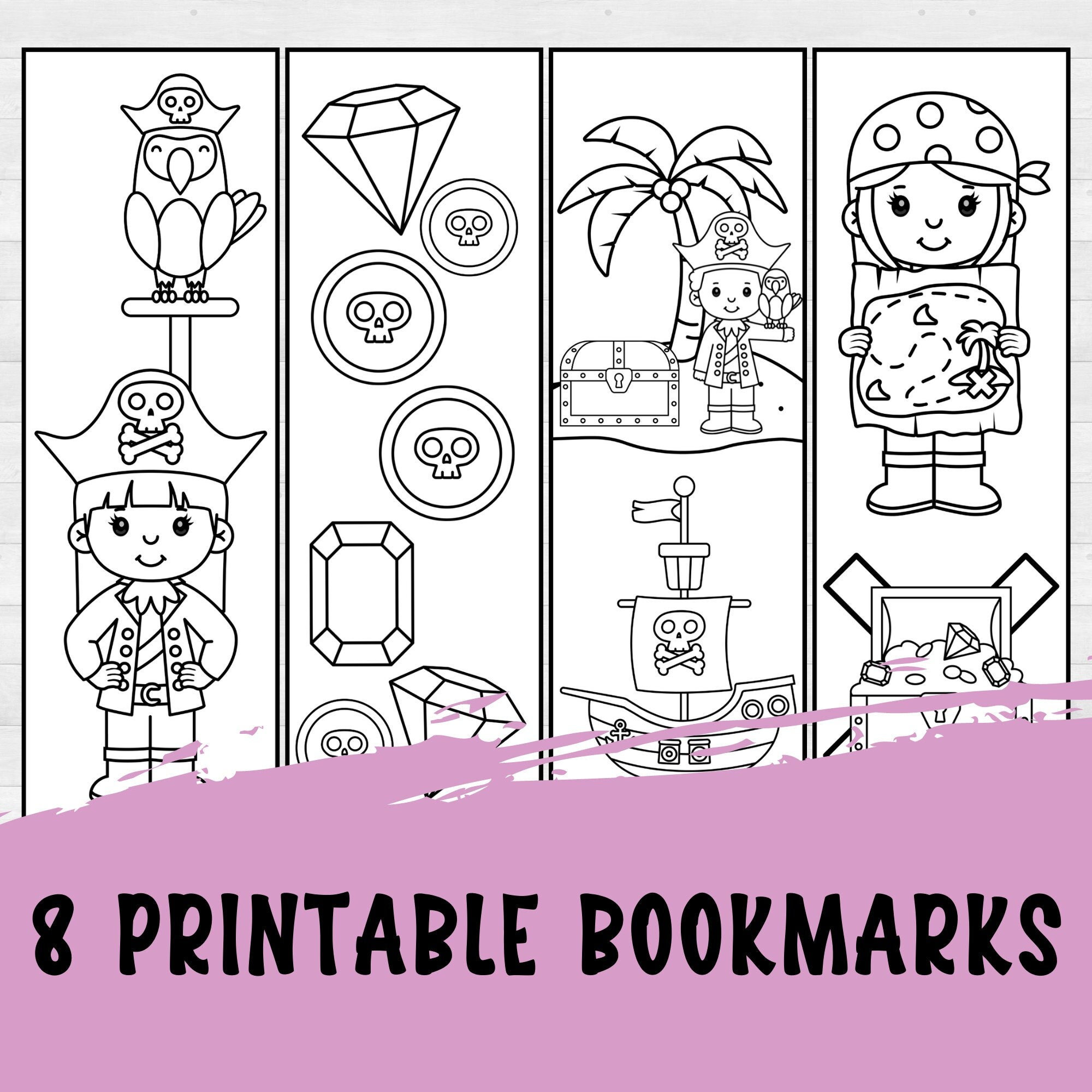 Bookmarks to Color, Pirate Gifts for Kids, Cheap Party Favors,…