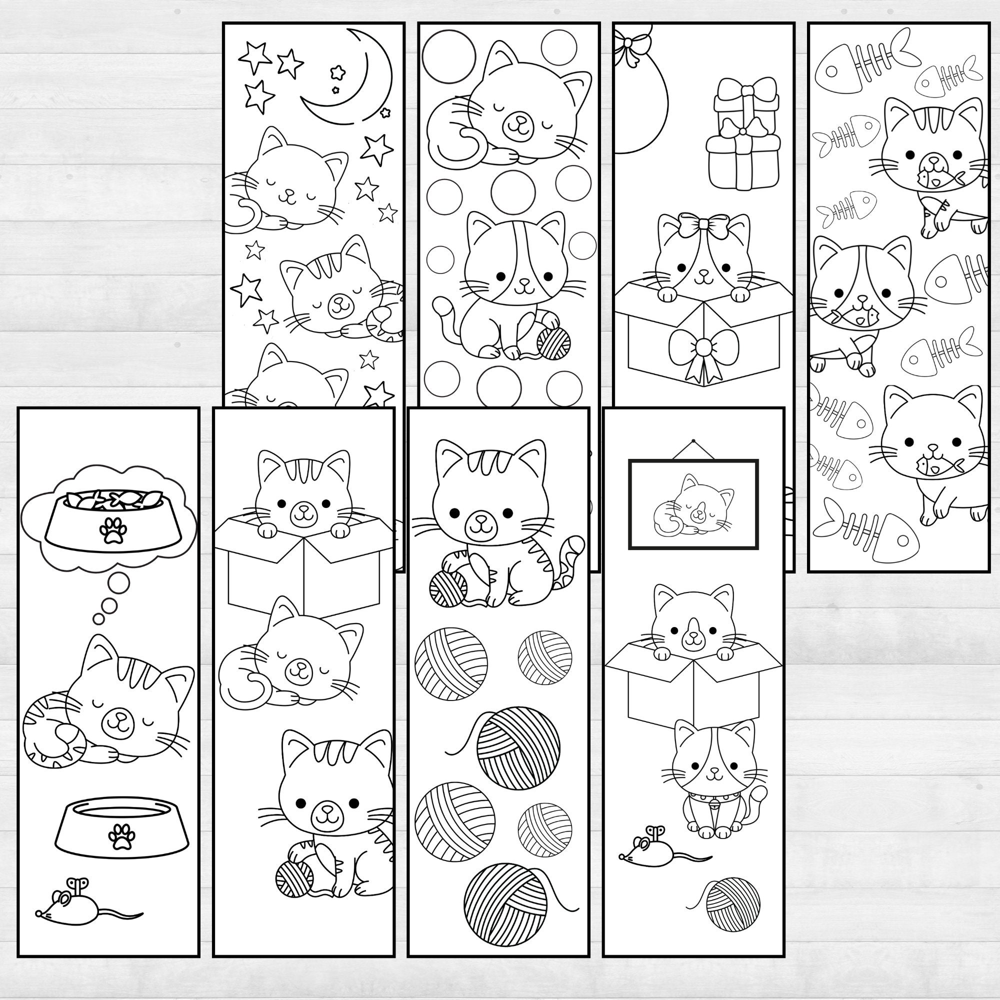 Cat Bookmark Printable Color Your Own Bookmarks Gift for Cat Etsy Canada