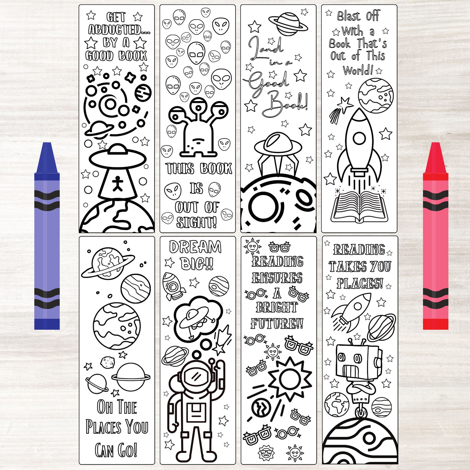 Color your Own Space DIY Bookmarks Galaxy Set of 8 Etsy