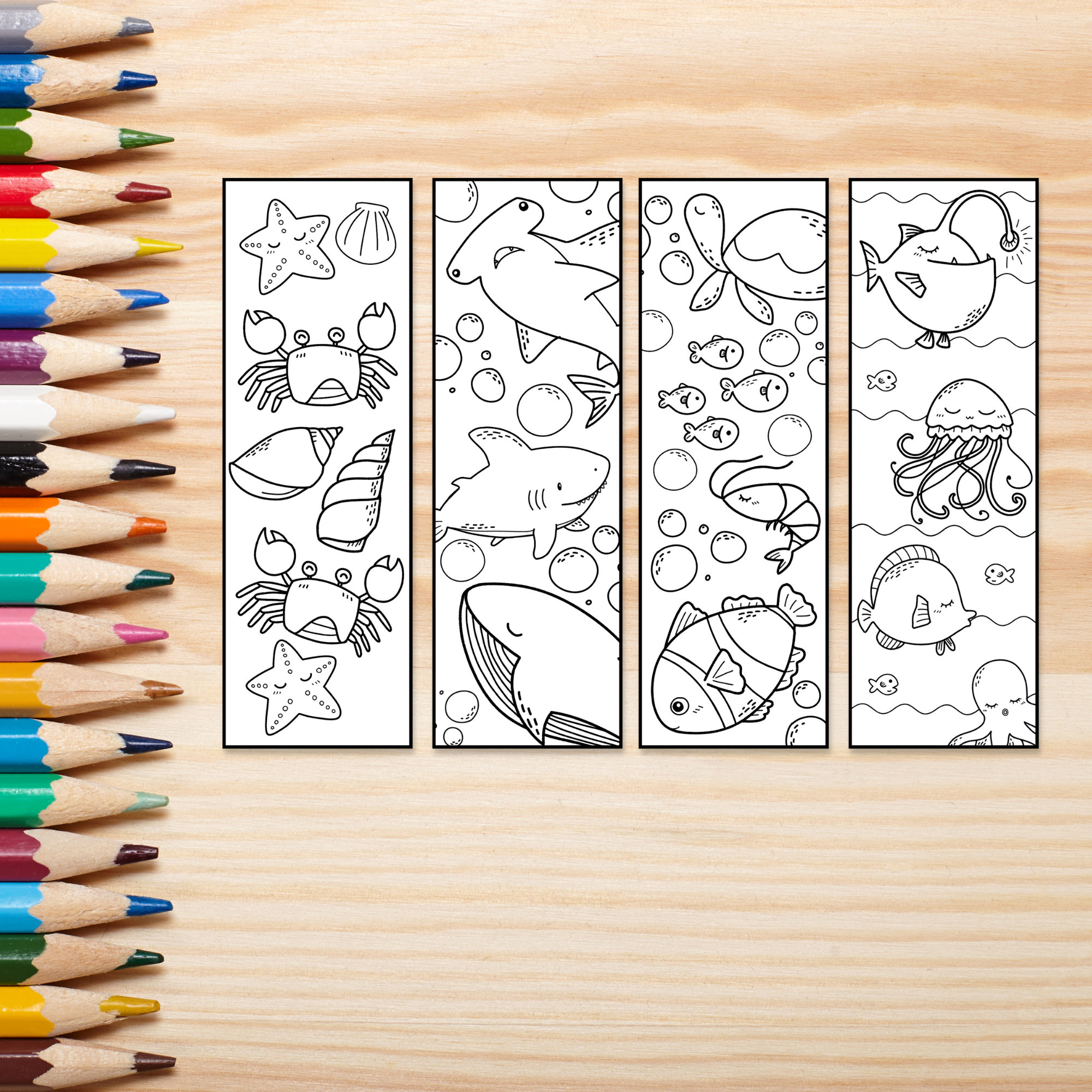 Ocean Bookmarks, Sea Coloring Bookmarks, Cheap Party Favors, Gifts