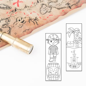 Bookmarks to Color, Pirate Party Favors, Printable Gifts, Reading ...
