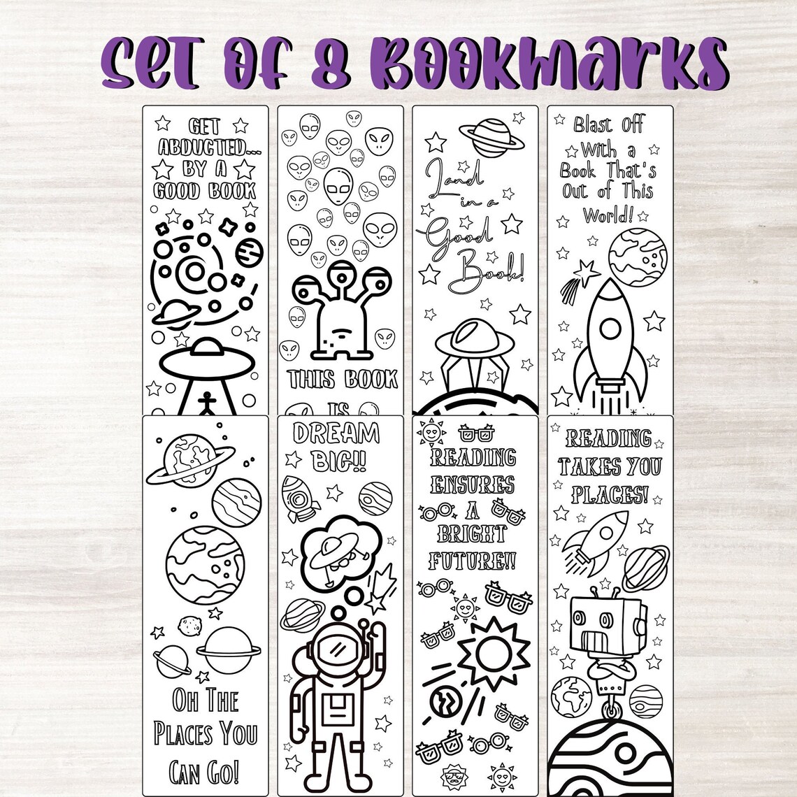 color your own space diy bookmarks galaxy set of 8 etsy