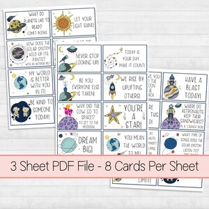 Lunchbox Notes Printable, Affirmation Cards for Kids, Space Gifts for Girls, Printable Gifts, School Lunch Notes, Encouragement Cards image 2