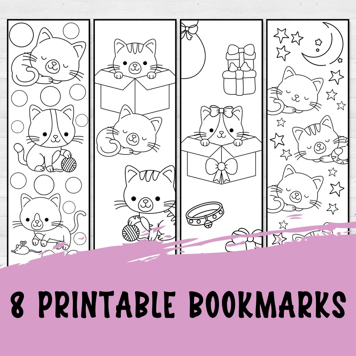 Cat Bookmark Printable, Bookmarks to Color, Advent Calendar Fillers ...