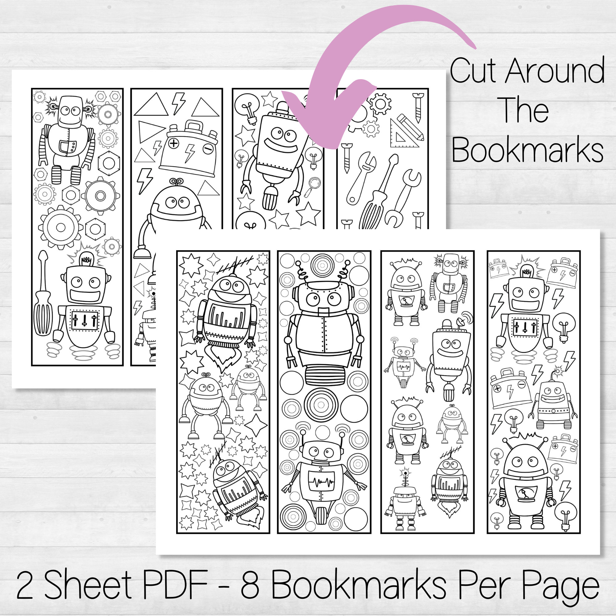Robot Party Favor, Printable Bookmarks to Color, Reading Rewards for ...
