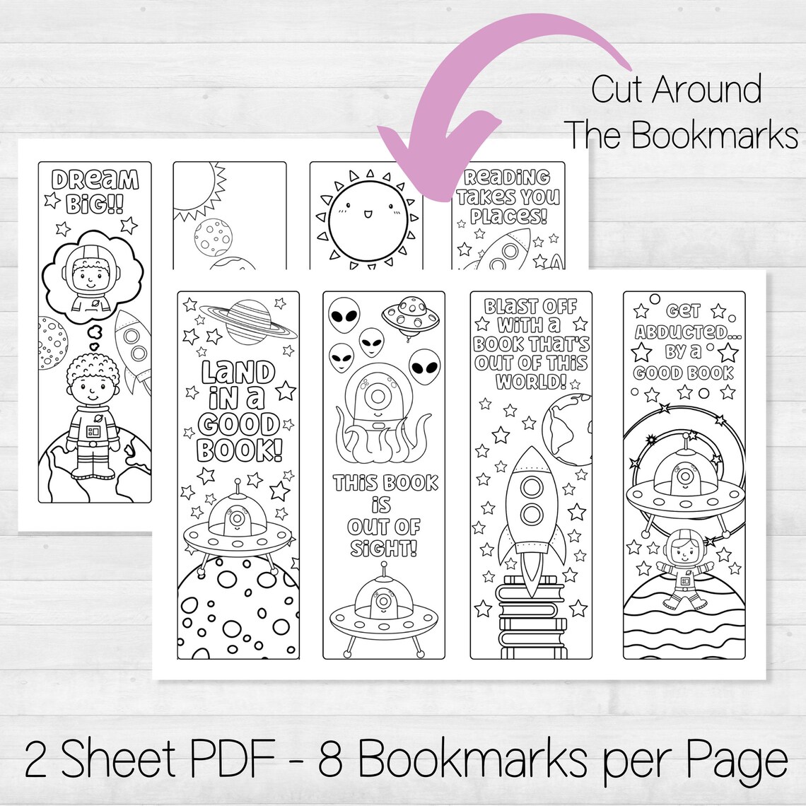 Space Bookmark, Printable Bookmarks for Kids, Space Party Favors ...