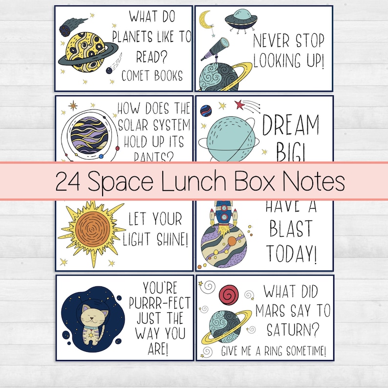 Lunchbox Notes Printable, Affirmation Cards for Kids, Space Gifts for Girls, Printable Gifts, School Lunch Notes, Encouragement Cards image 1