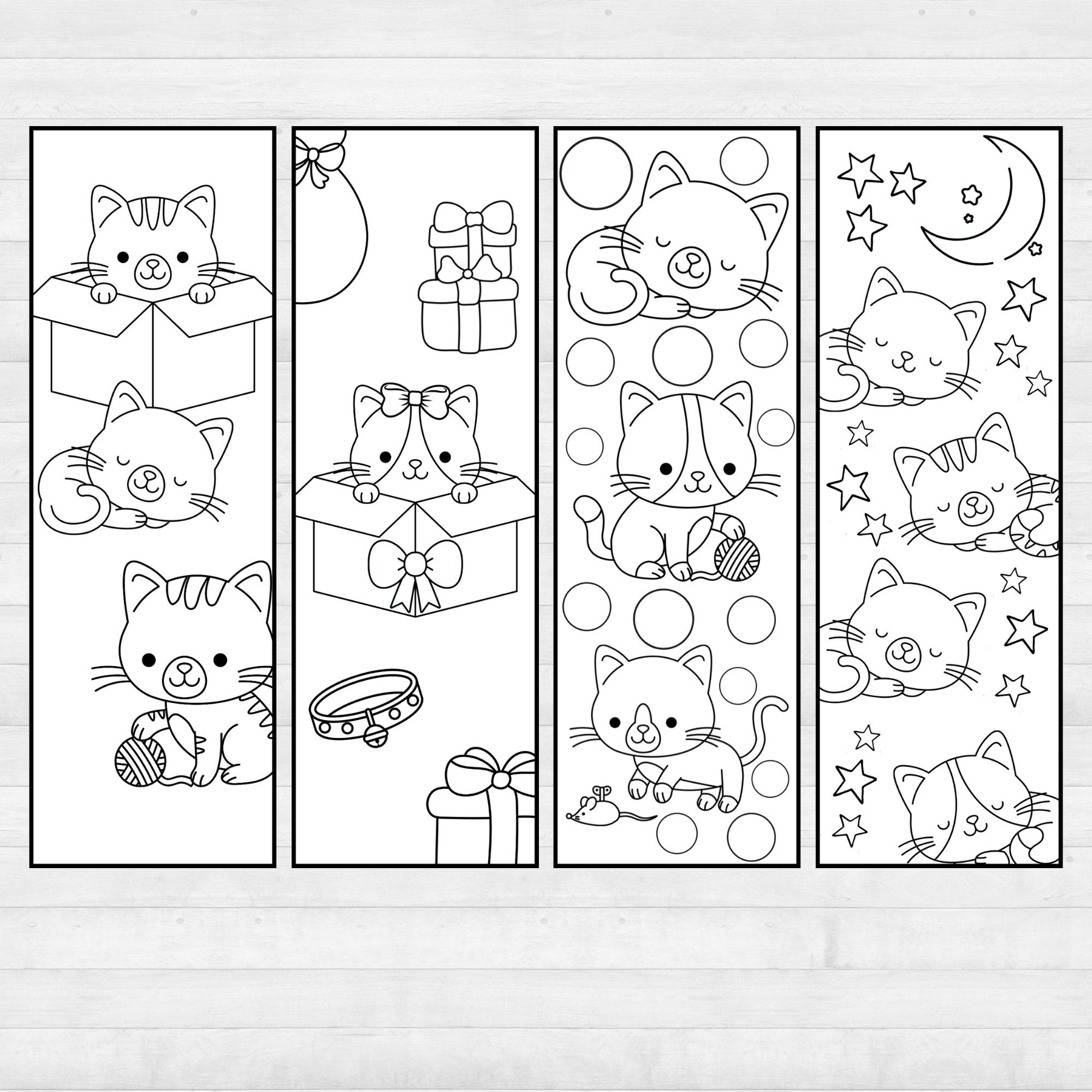 Cat Bookmark Printable Color Your Own Bookmarks Gift for Cat Etsy Canada