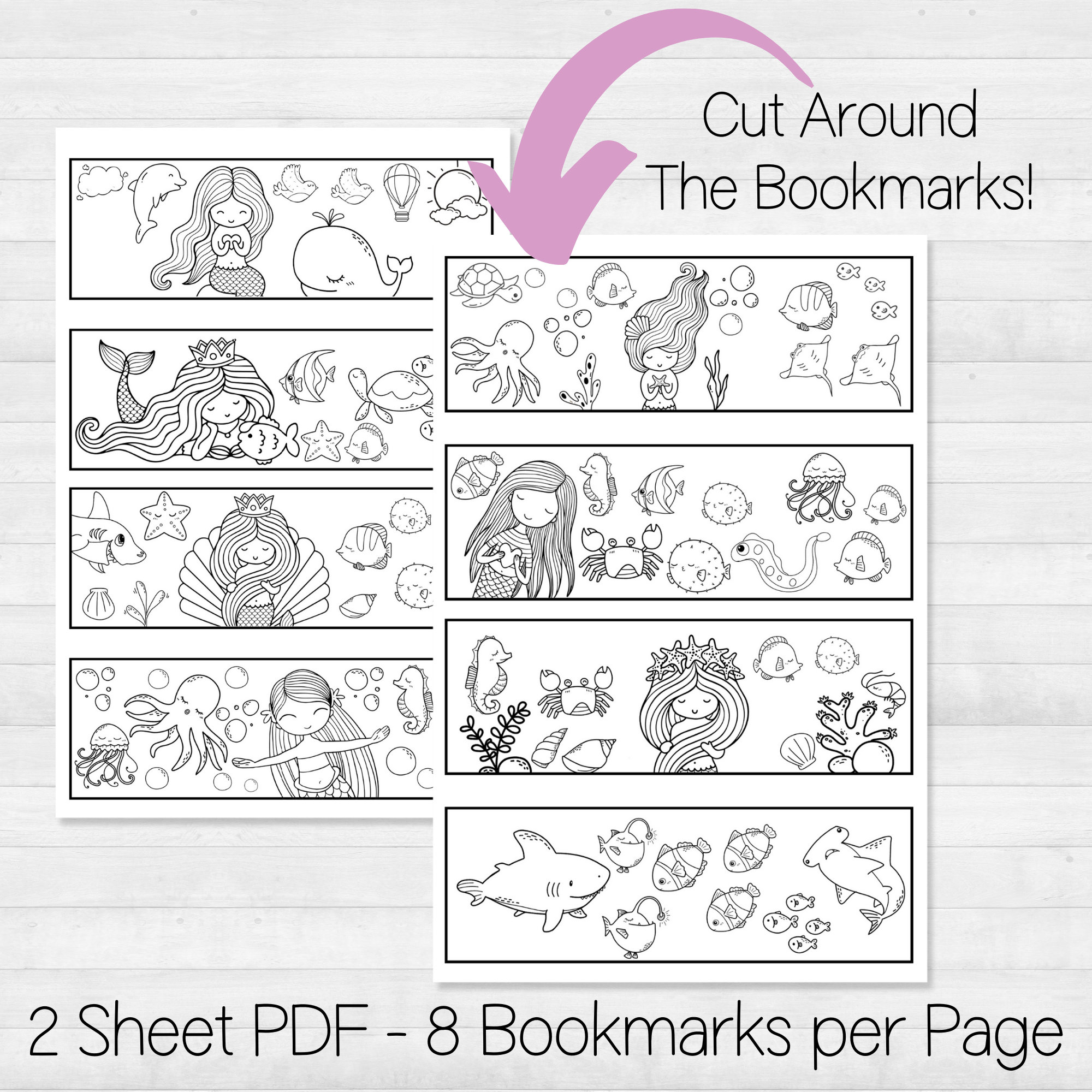 Printable Bookmarks to Color, Mermaid Gifts for Girls, Cheap Party ...