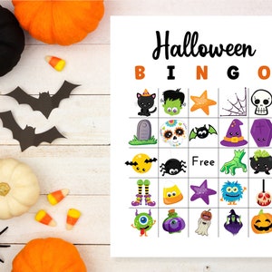 Bingo de Halloween imprimible, Juegos de Halloween para fiestas infantiles, 30 cartones de bingo digitales, juegos en el aula, suministros para fiestas espeluznantes, descarga instantánea imagen 2