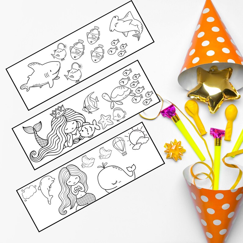 Mermaid Bookmarks to Color Mermaid Coloring Pages for Kids Etsy