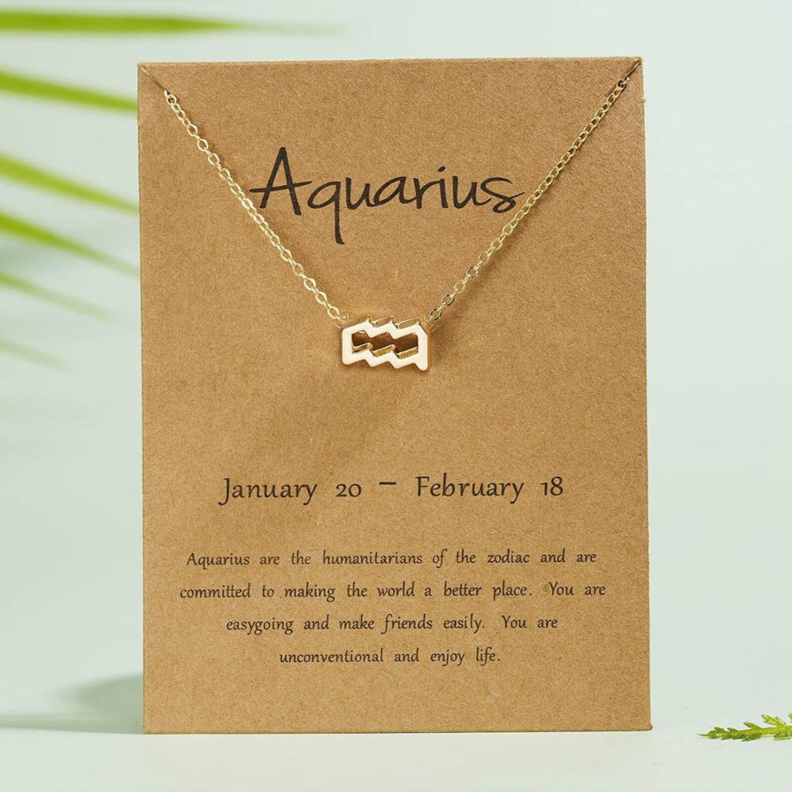 Gold Zodiac Sign Aquarius Necklace Etsy