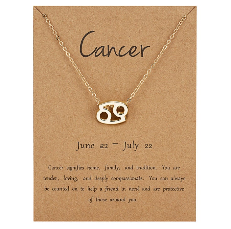 Gold cancer zodiac necklace deals