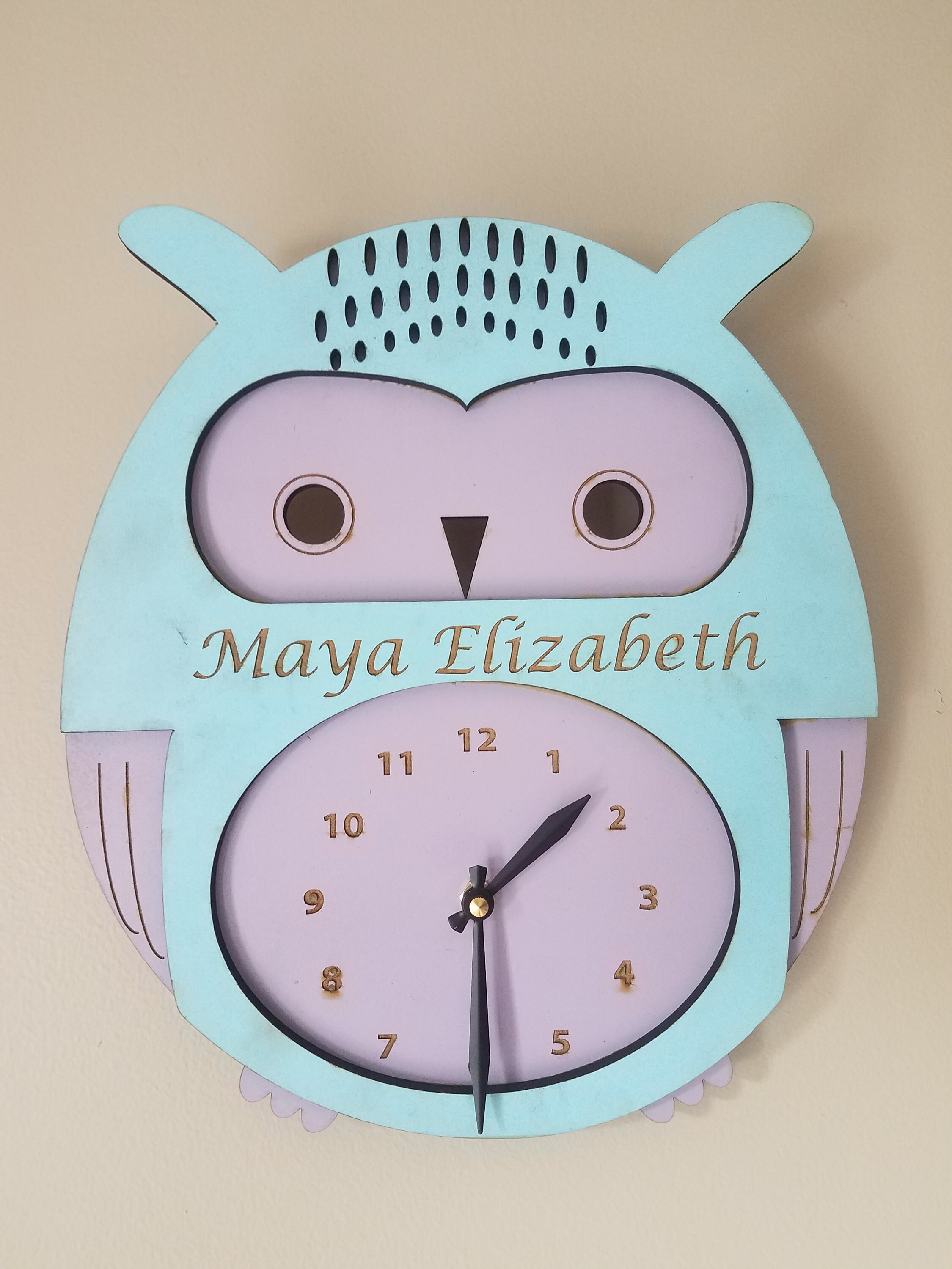 Painted Wooden Owl Clock | Etsy