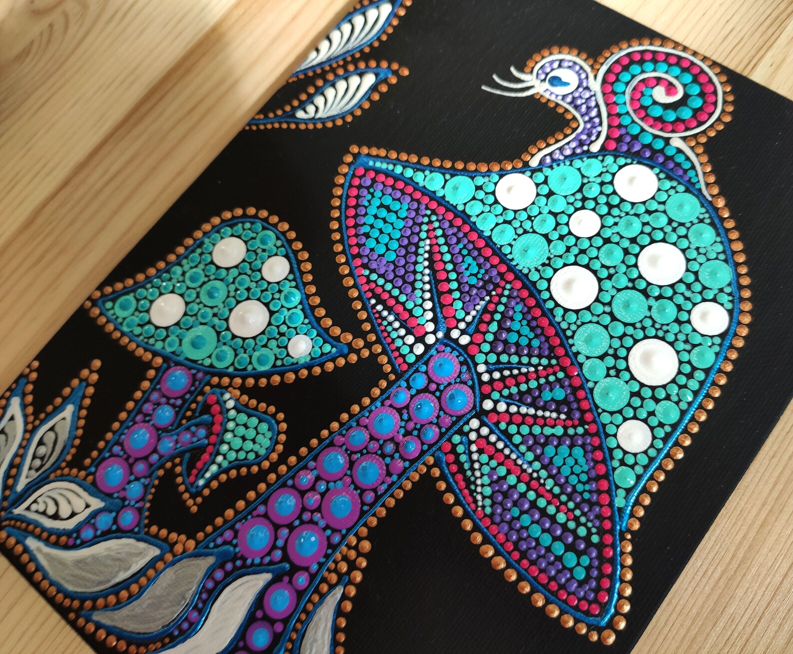 Magic Mushrooms Painting Trippy Original Art Mushroom Dot Etsy