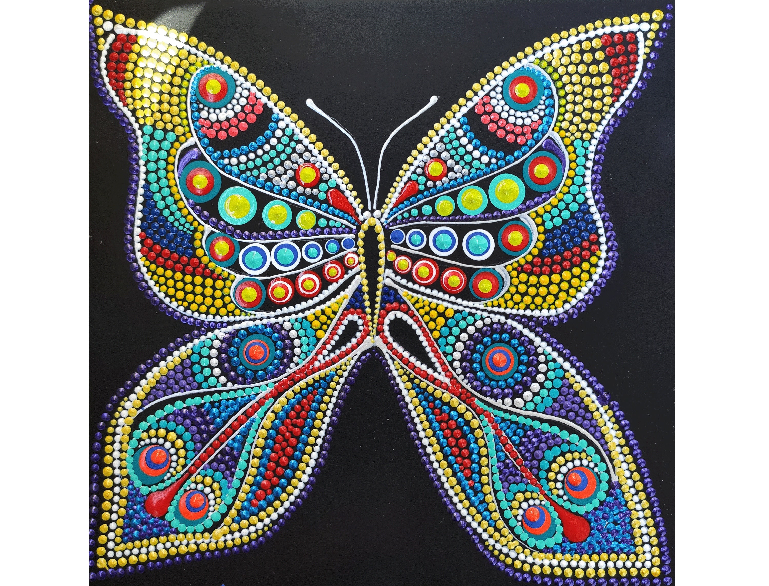 Butterfly Dot Art Original Painting Butterfly Mandala Acrylic Etsy