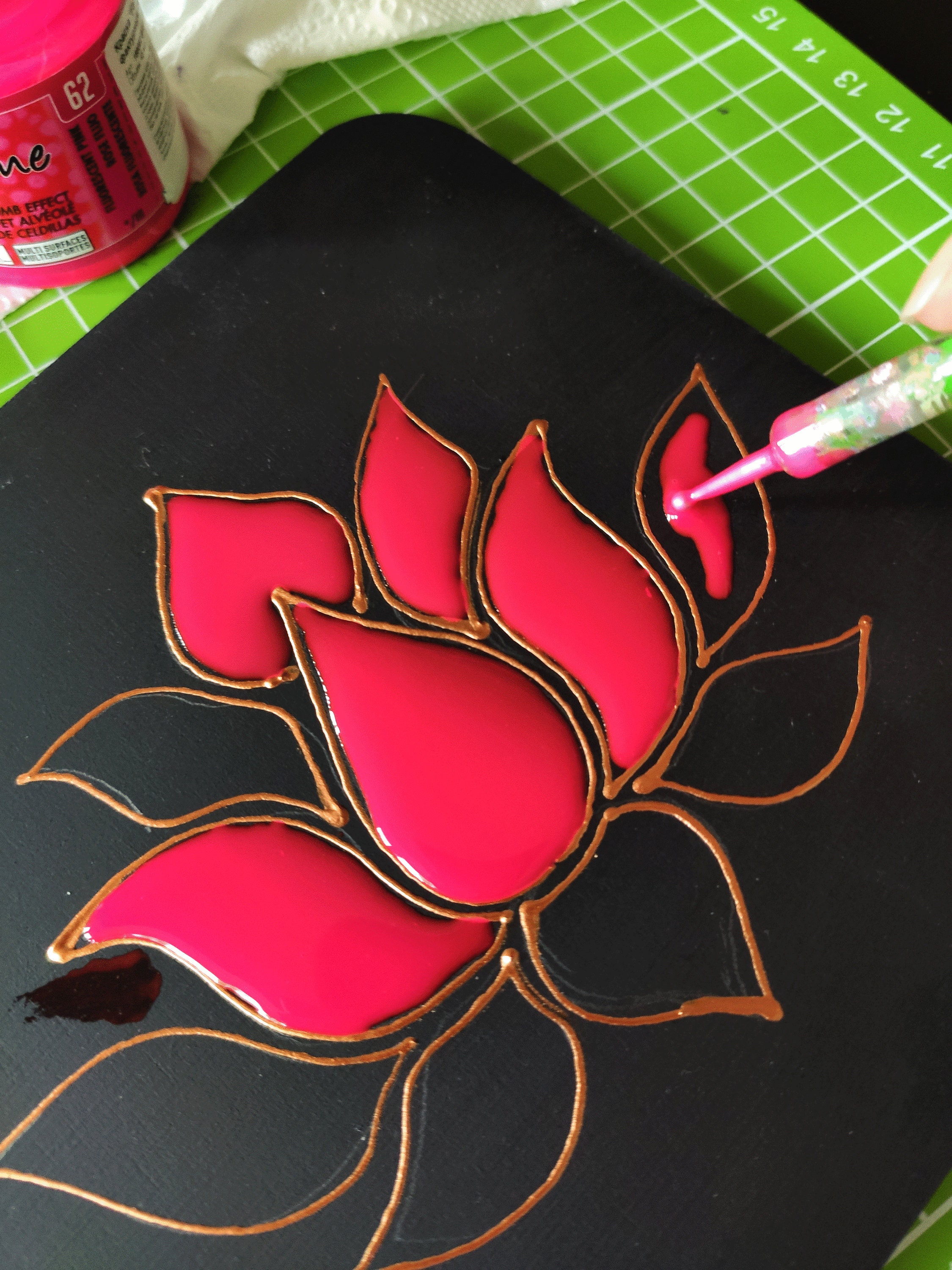 Lotus Flower Painting Dot Art Original Artwork Lotus Mandala | Etsy