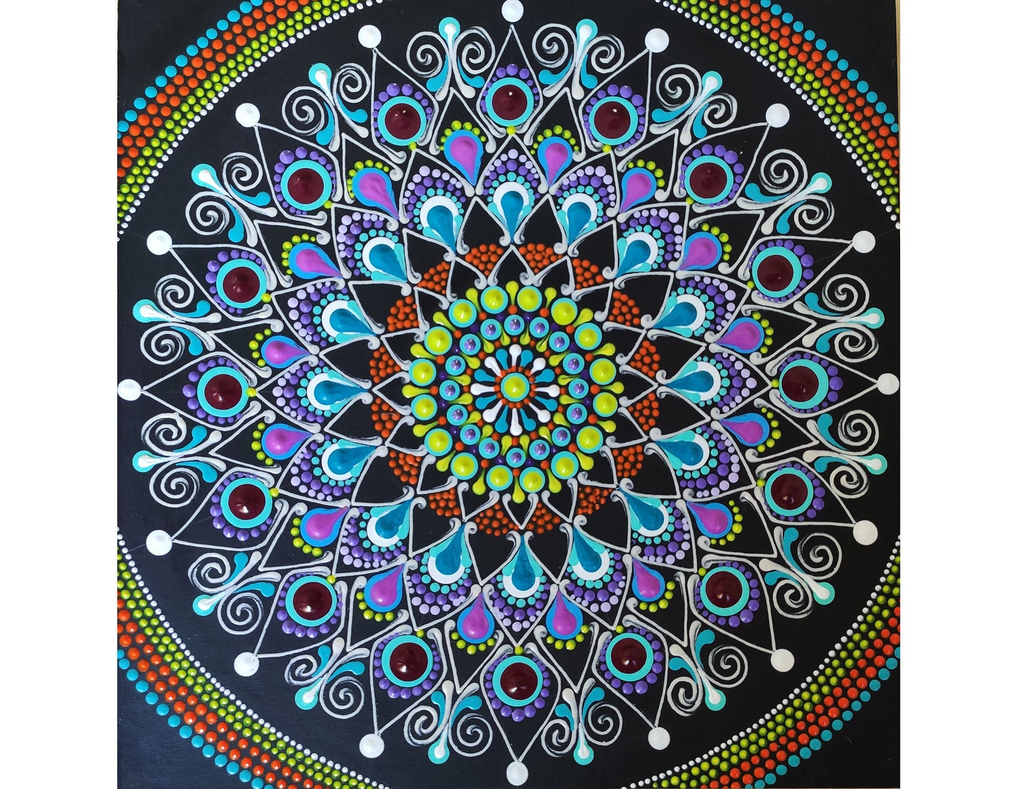 Dot Mandala Painting Original Art Dottilism-Hand Painted | Etsy
