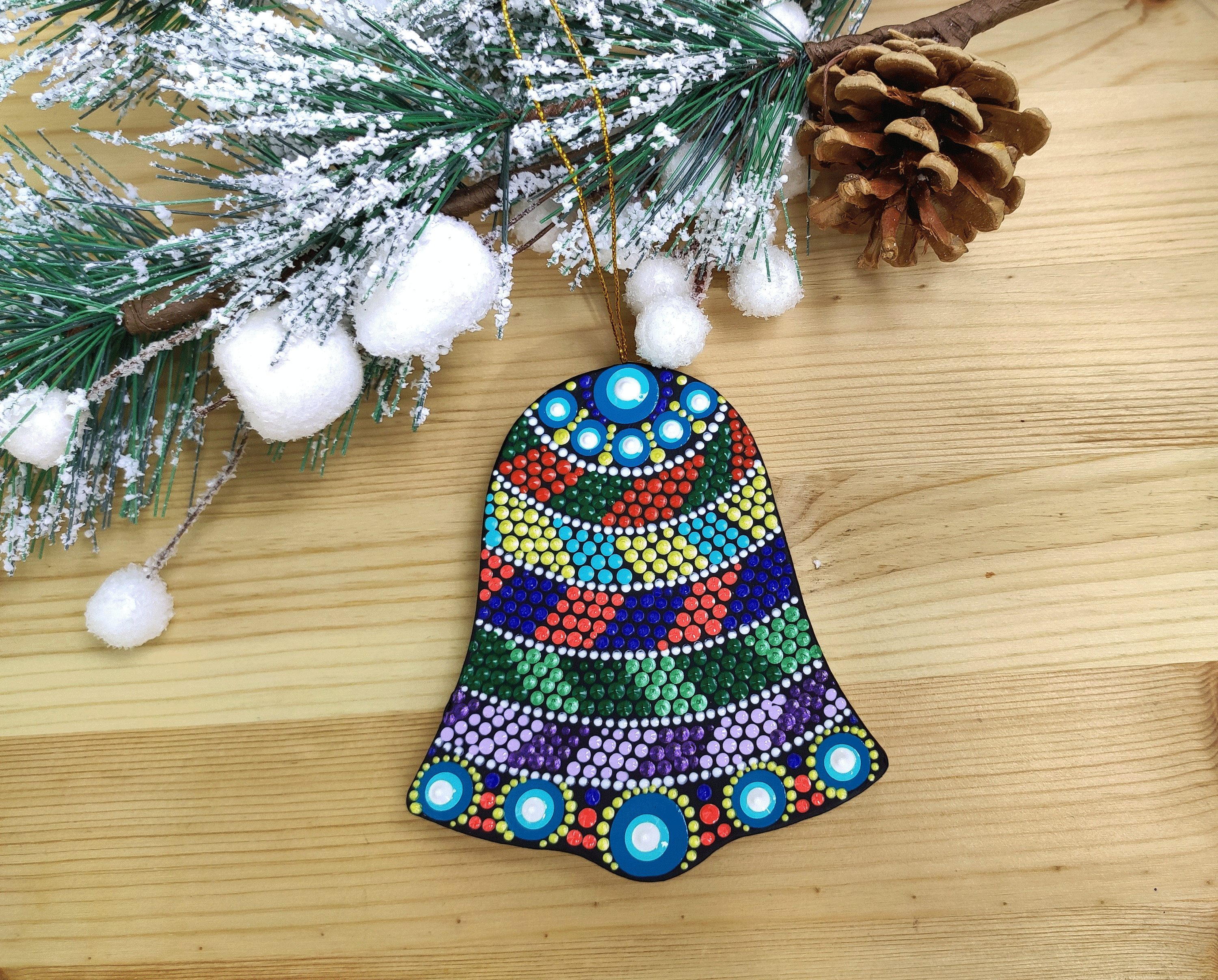 Christmas Bell Ornaments Hand Painted Christmas Tree Bell Dot Etsy