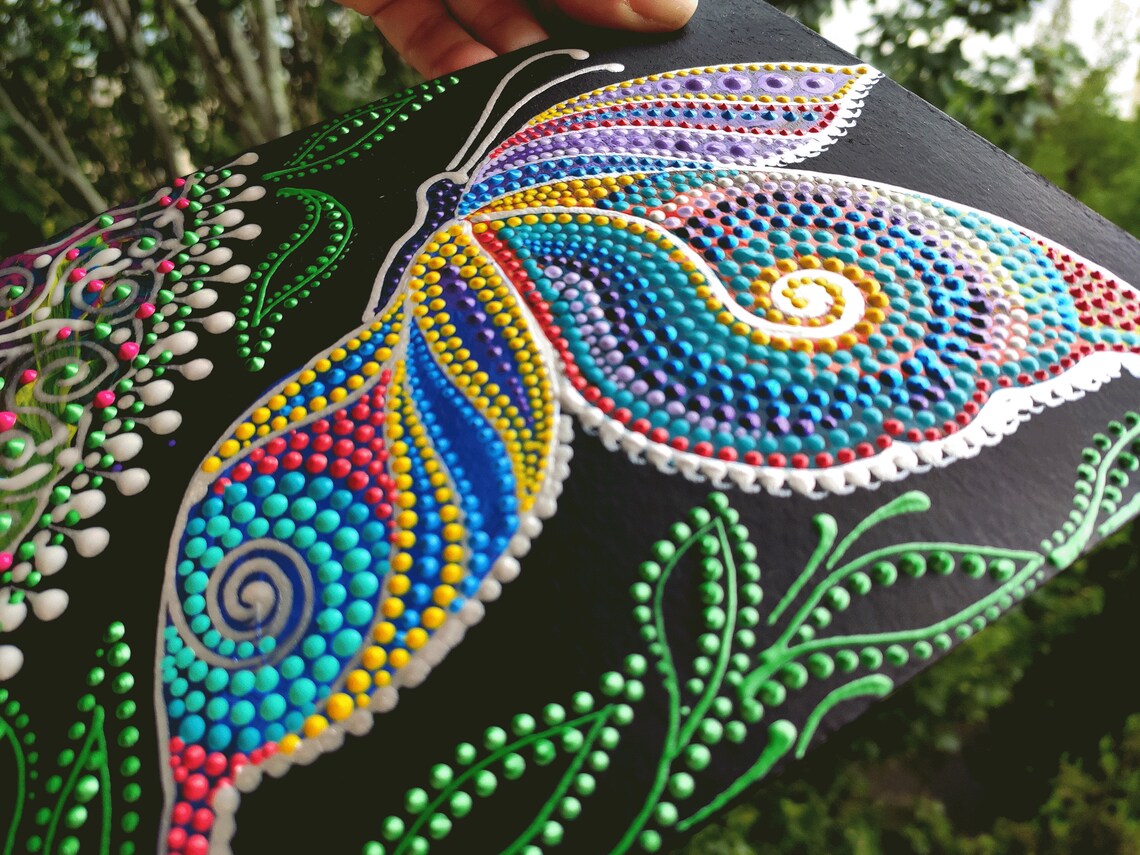 Butterfly Dot Art Original Painting Butterfly Mandala Acrylic Etsy