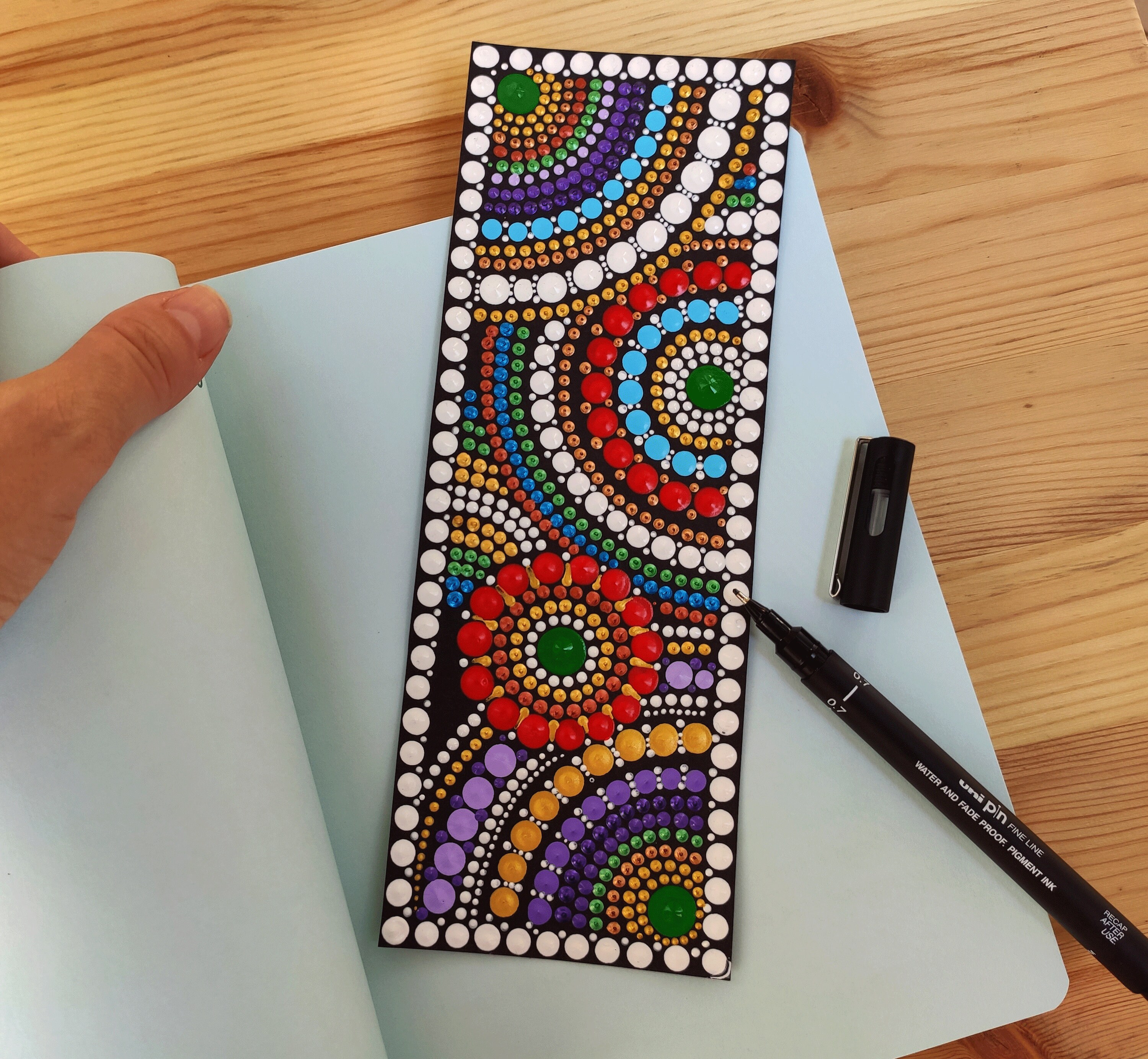 Dot Painted Bookmark Original Artwork Acrylic Hand Painted Etsy