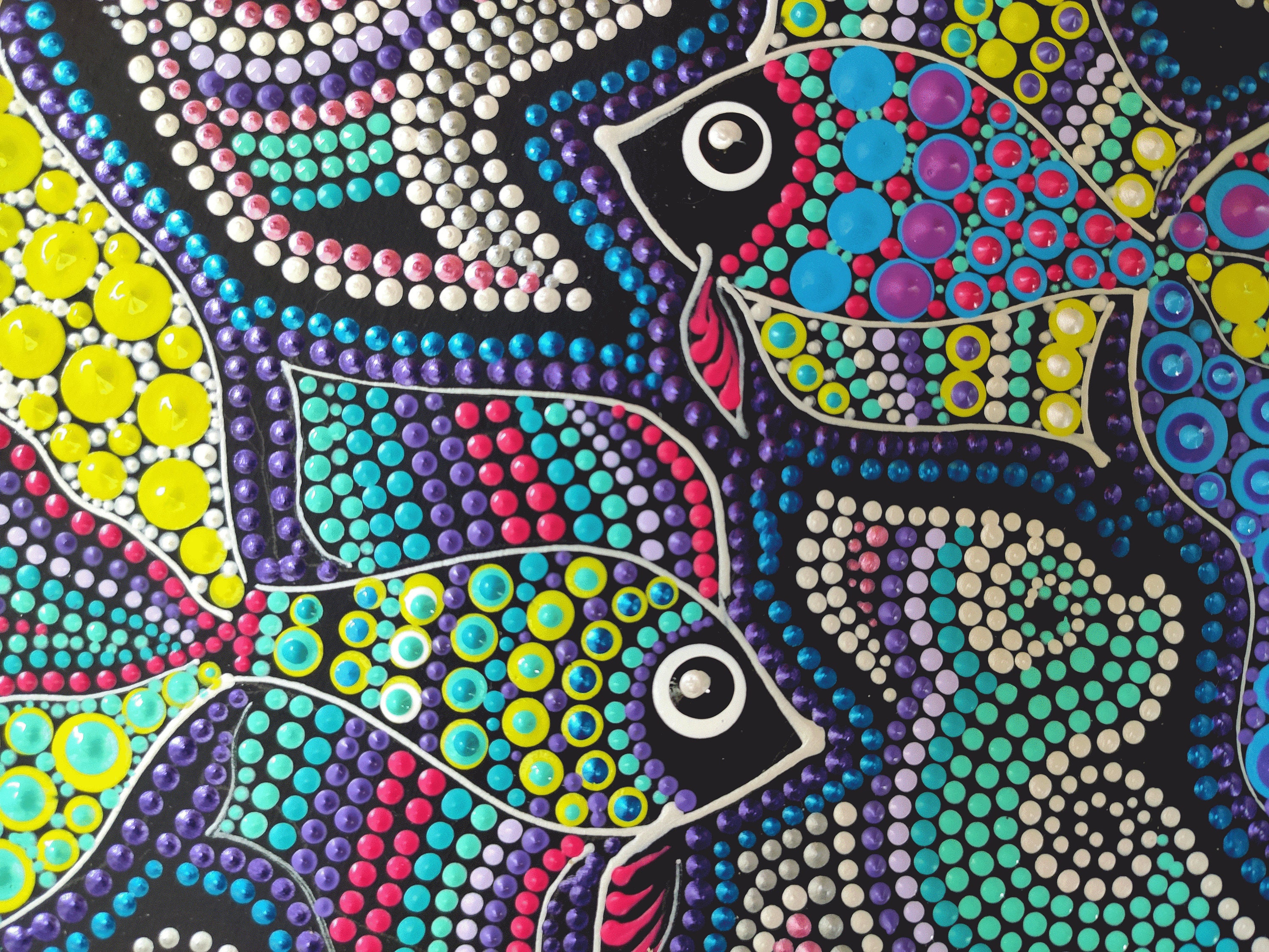 Betta Fish Art Original Painting Dot Art Tropical Fish Artwork Etsy