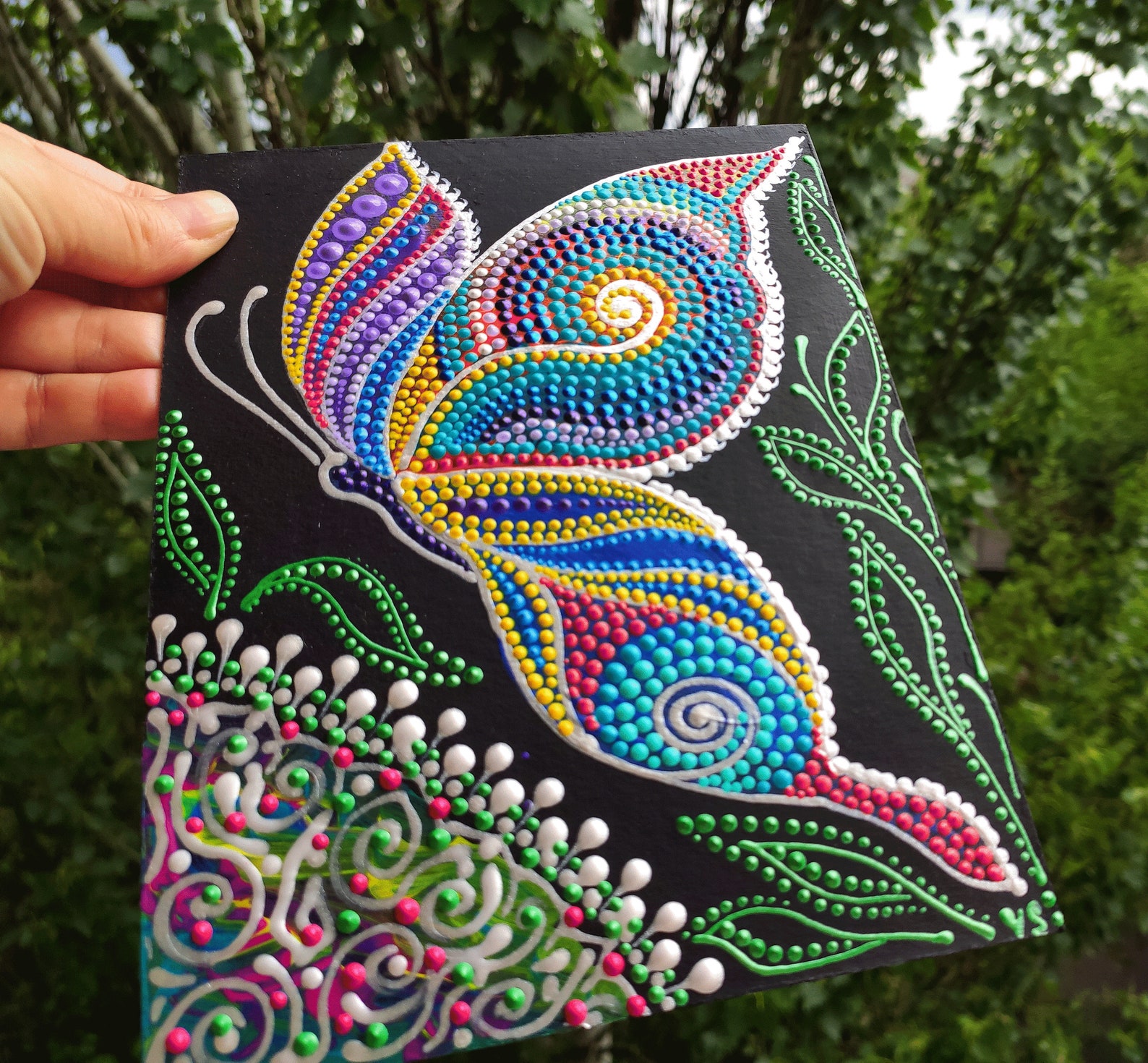 Butterfly Dot Art Original Painting Butterfly Mandala Acrylic Etsy