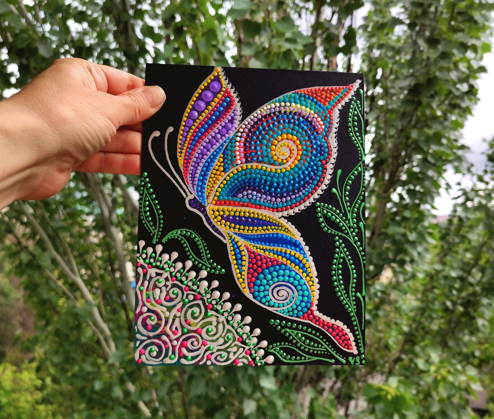 Butterfly Dot Art Original Painting Butterfly Mandala Acrylic Etsy