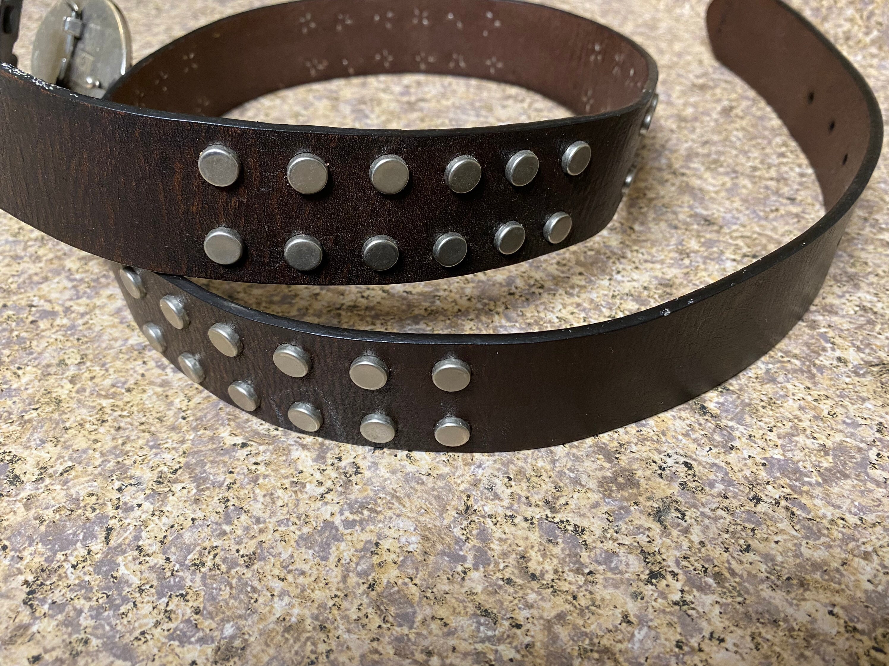 Brown Genuine Leather Studded Belt with Silver Texas Tech Etsy