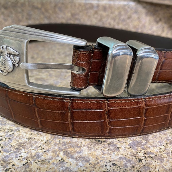 Marine Corp Brown Genuine Leather Belt New Sizes 30, 32, 34, 36, 38