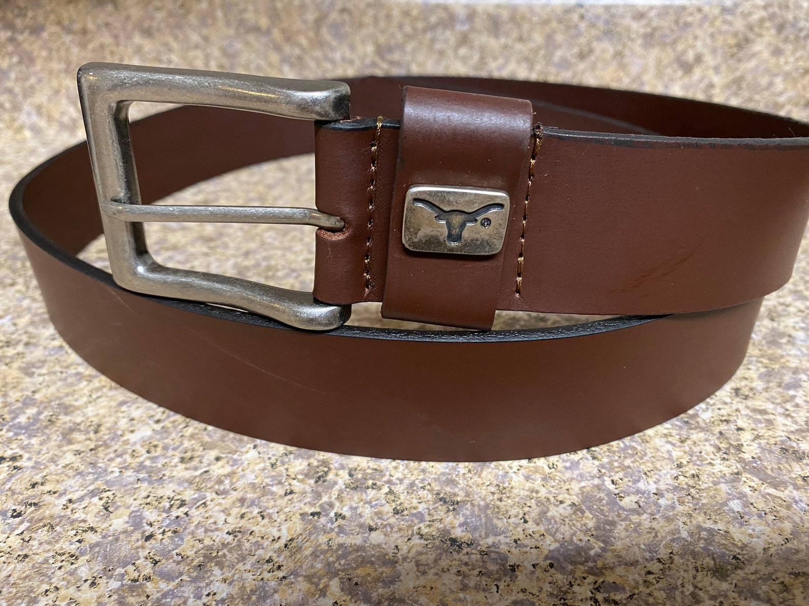 UT University of Texas Brown Genuine Leather Belt New Size 32 Etsy