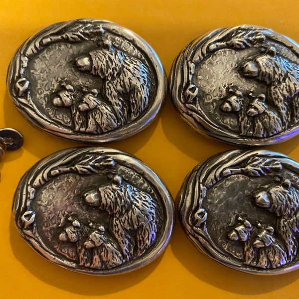 Lot of 4 Bear with Cubs Conchos with 1 1/2” Wide