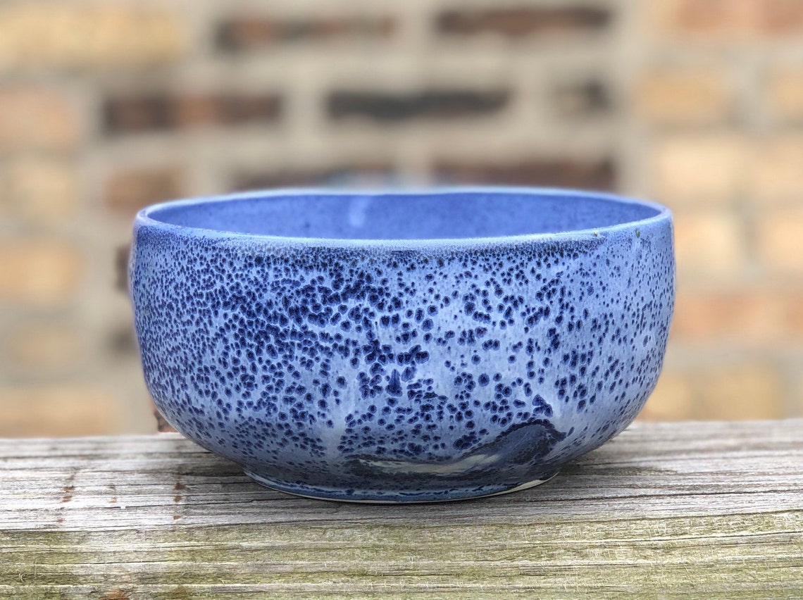 Medium Sized Sapphire Blue and White Speckled Ceramic Bowl Etsy