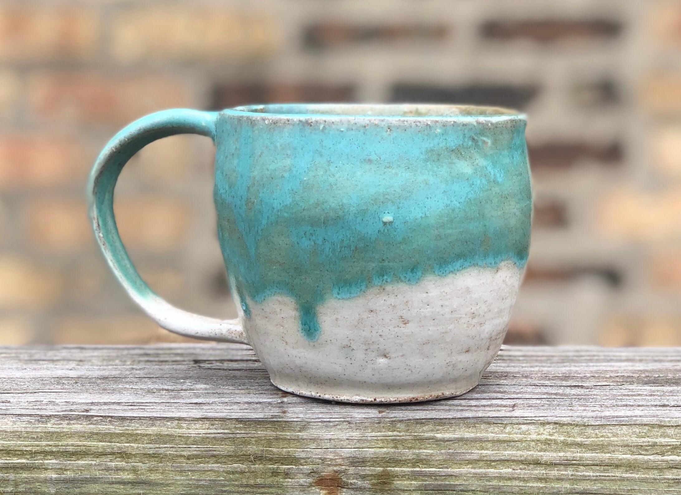 Blue Drip Coffee Ceramic Mug made with Red Clay Etsy