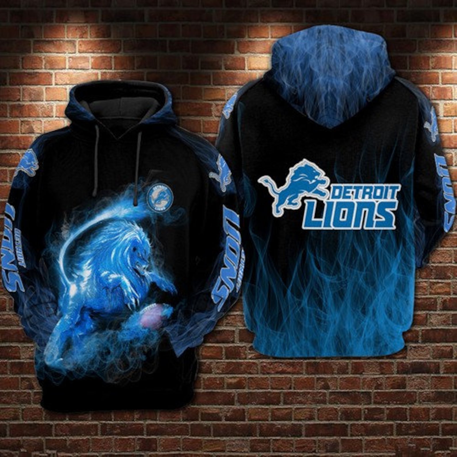 Detroit Lions Nfl Football Lions Smoke 3d Hoodie For Men For Etsy
