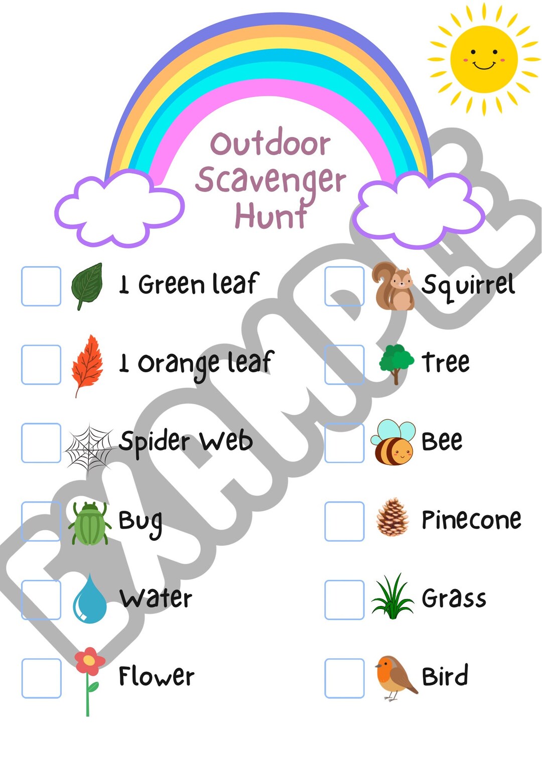 Kids Outdoor Scavanger Hunt Printable Download - Etsy