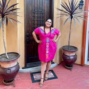 Poderosa Dress, Plus Size, Mexican Dress, Dress, Pink Dress, Floral Dress, Mexican Fashion